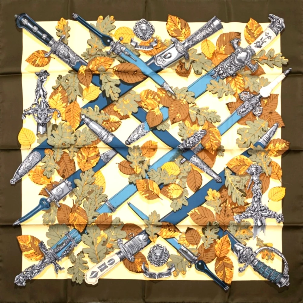 HERMES  Strong Leaf Sword Scarf Silk Women's scarf 90 x 90 cm